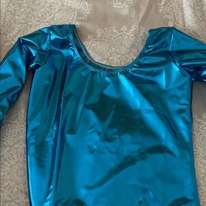 Metallic Teal Long Sleeve Leotard